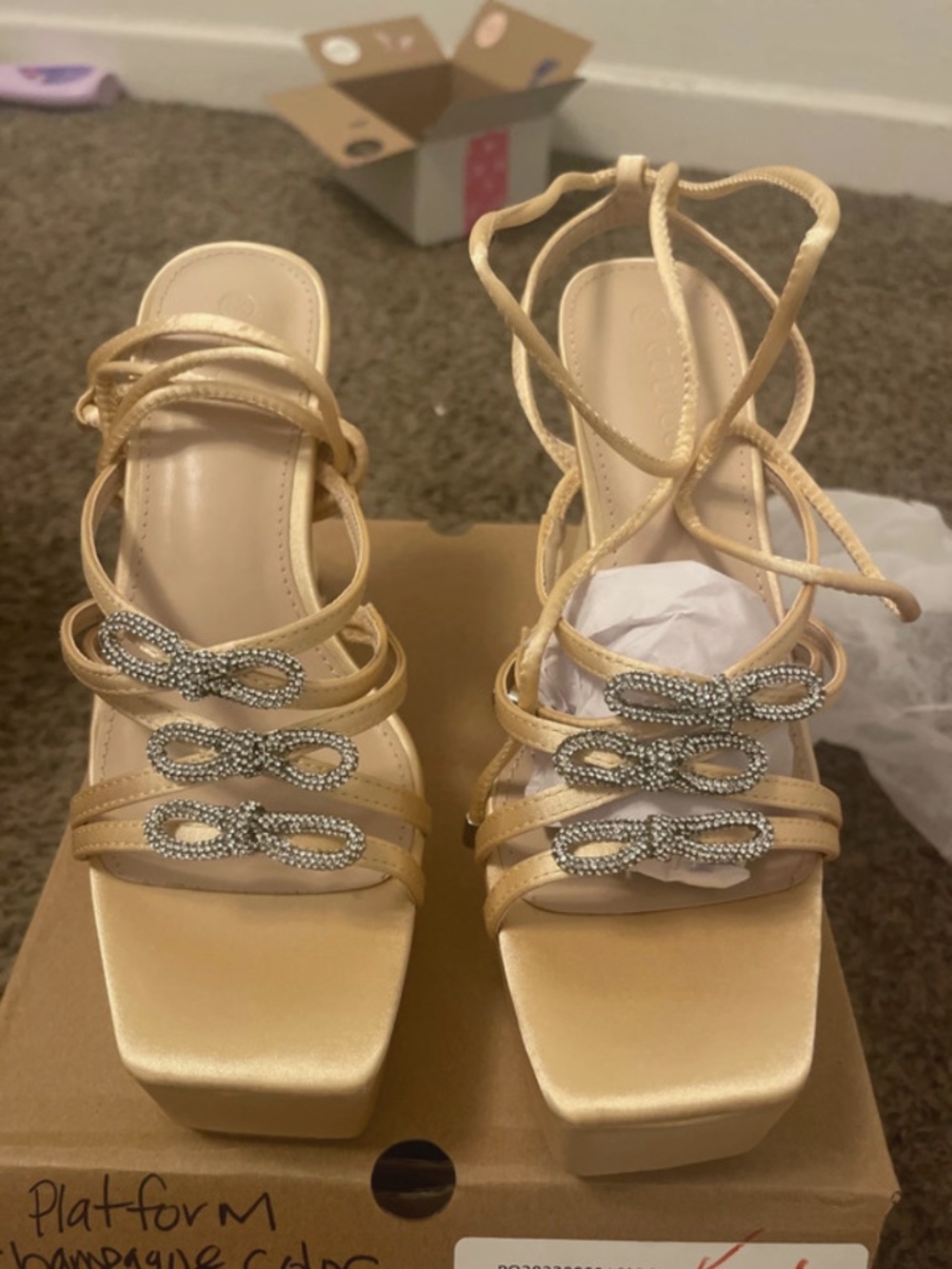 Chunky lace up platform heels